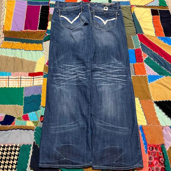 Parish Nation Y2K Baggy Skater Faded Blue Jeans 38Wx34L - Picture 1 of 7